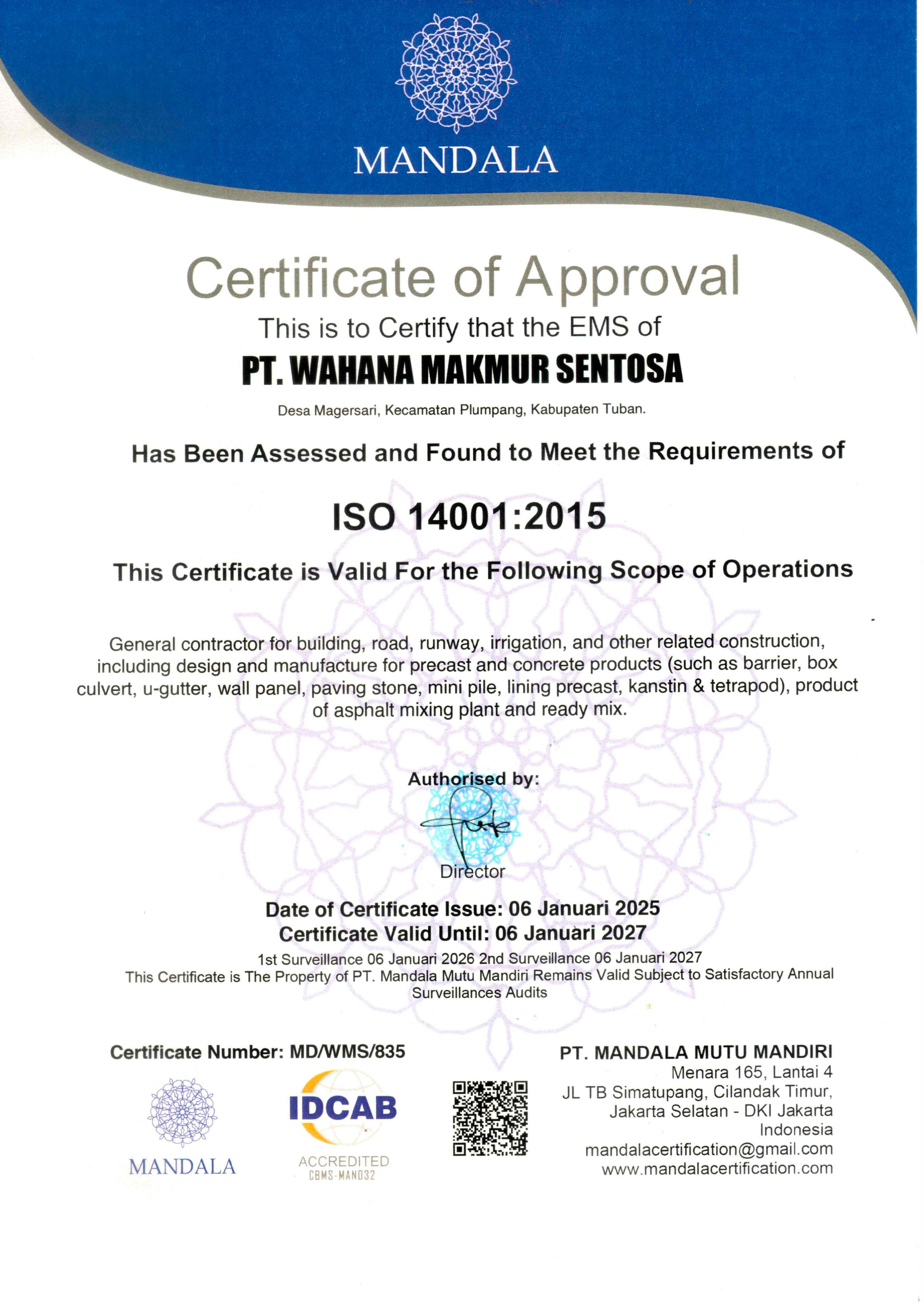 Sertifikat ISO 14001