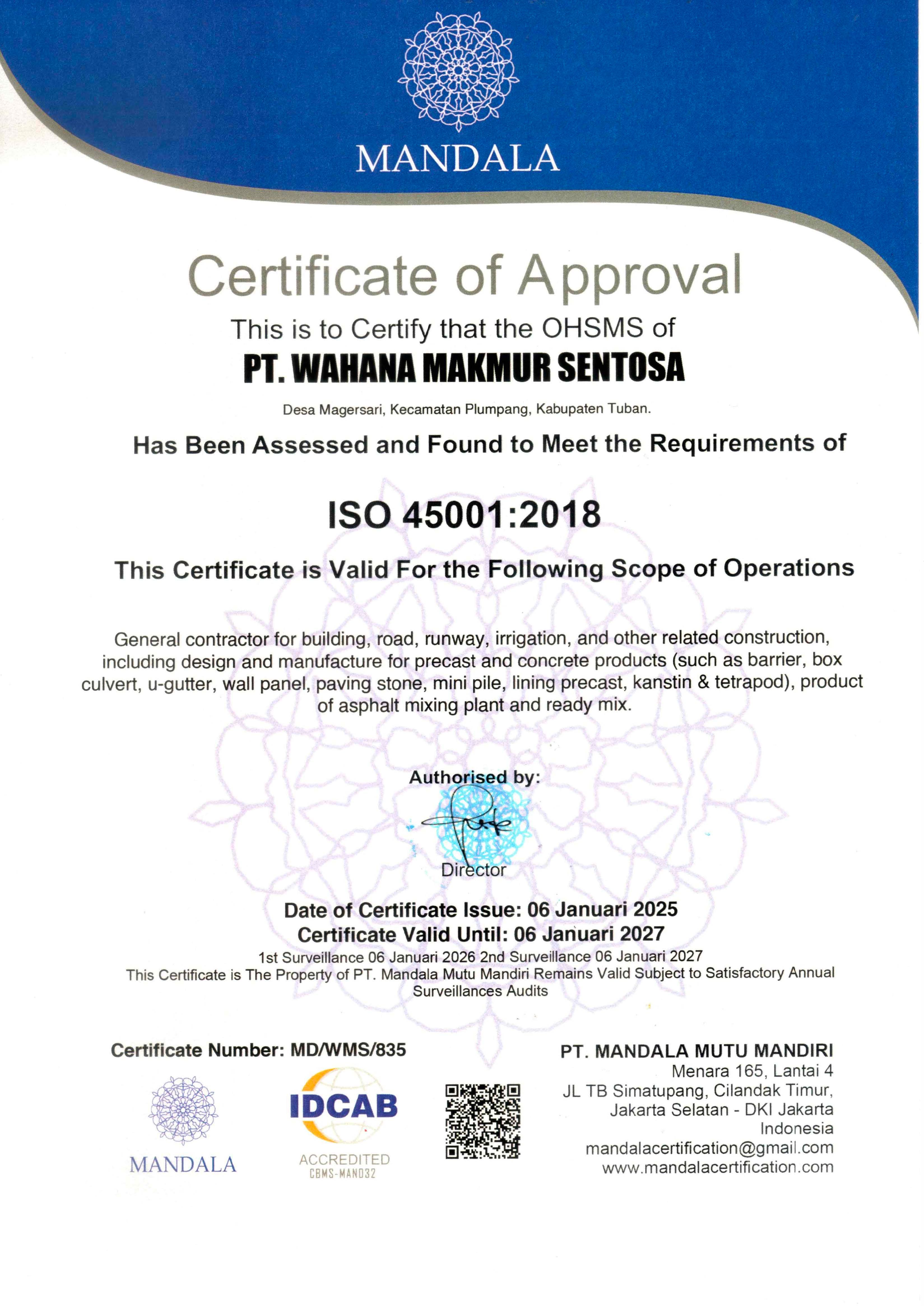 Sertifikat ISO 45001
