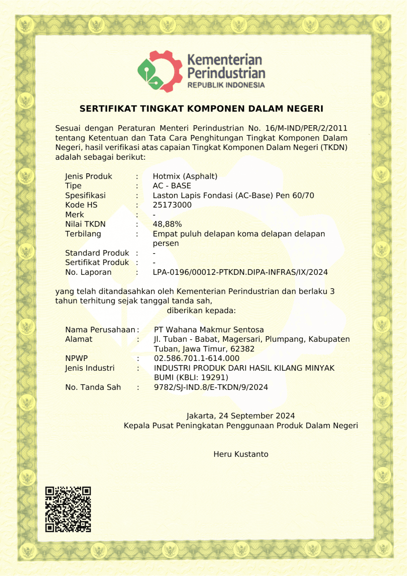 Sertifikat Tingkat Komponen Dalam Negeri