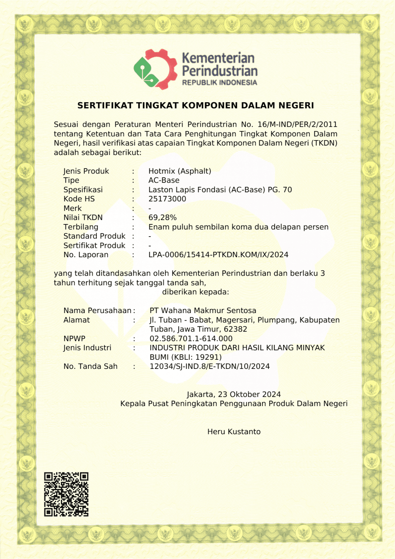 Sertifikat Tingkat Komponen Dalam Negeri