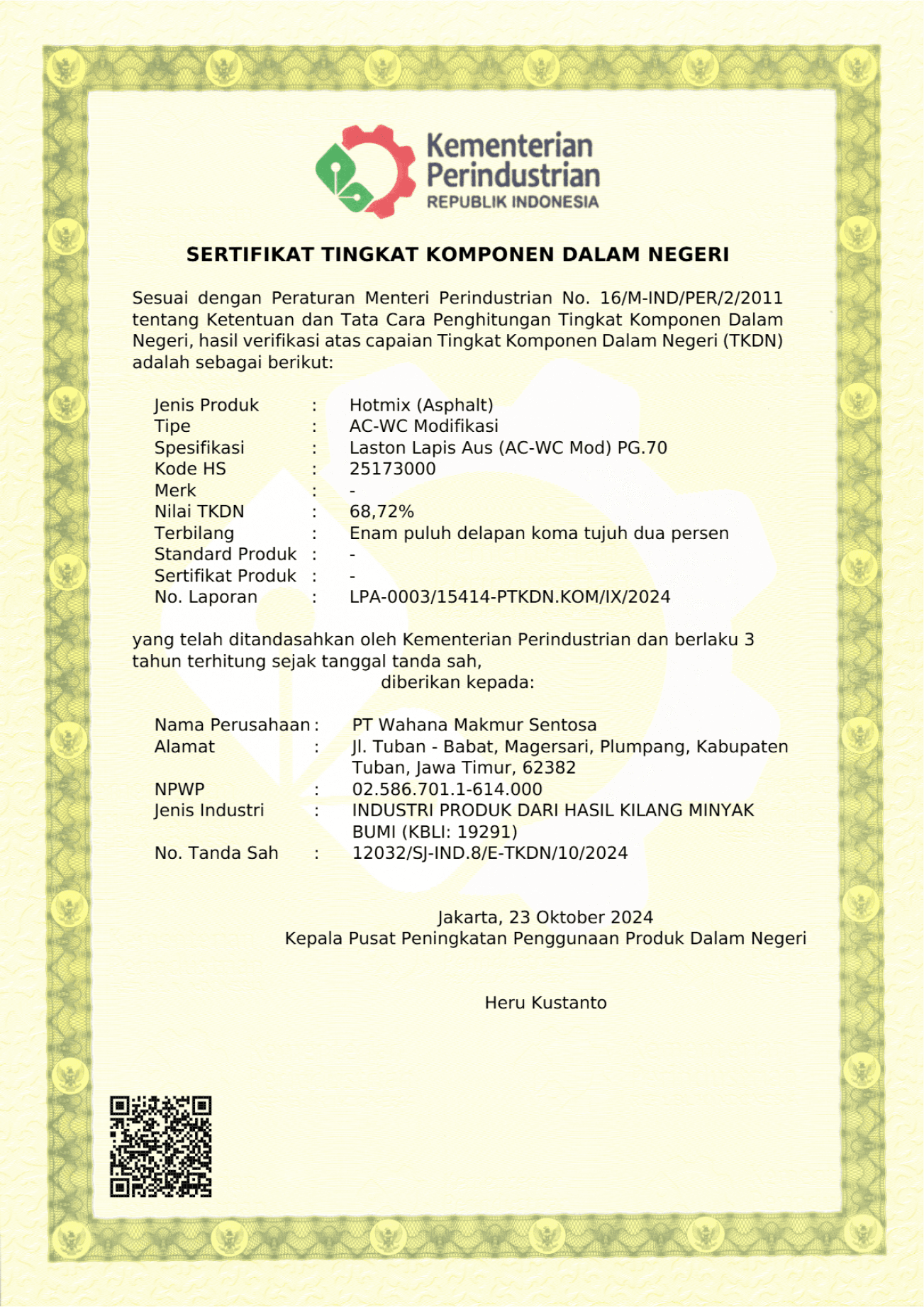 Sertifikat Tingkat Komponen Dalam Negeri