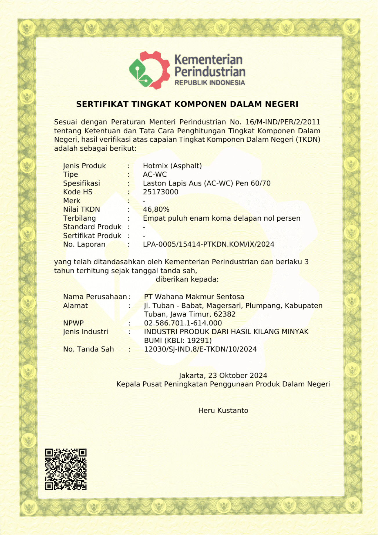 Sertifikat Tingkat Komponen Dalam Negeri