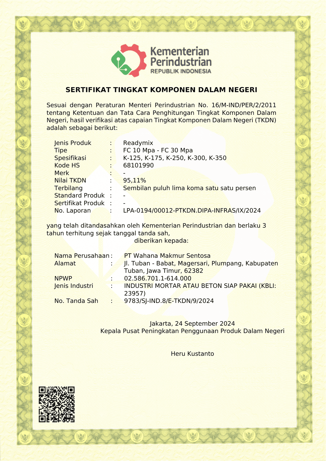 Sertifikat Tingkat Komponen Dalam Negeri